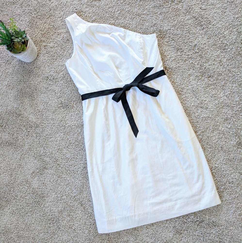 White J.Crew One Shoulder Cocktail Dress
